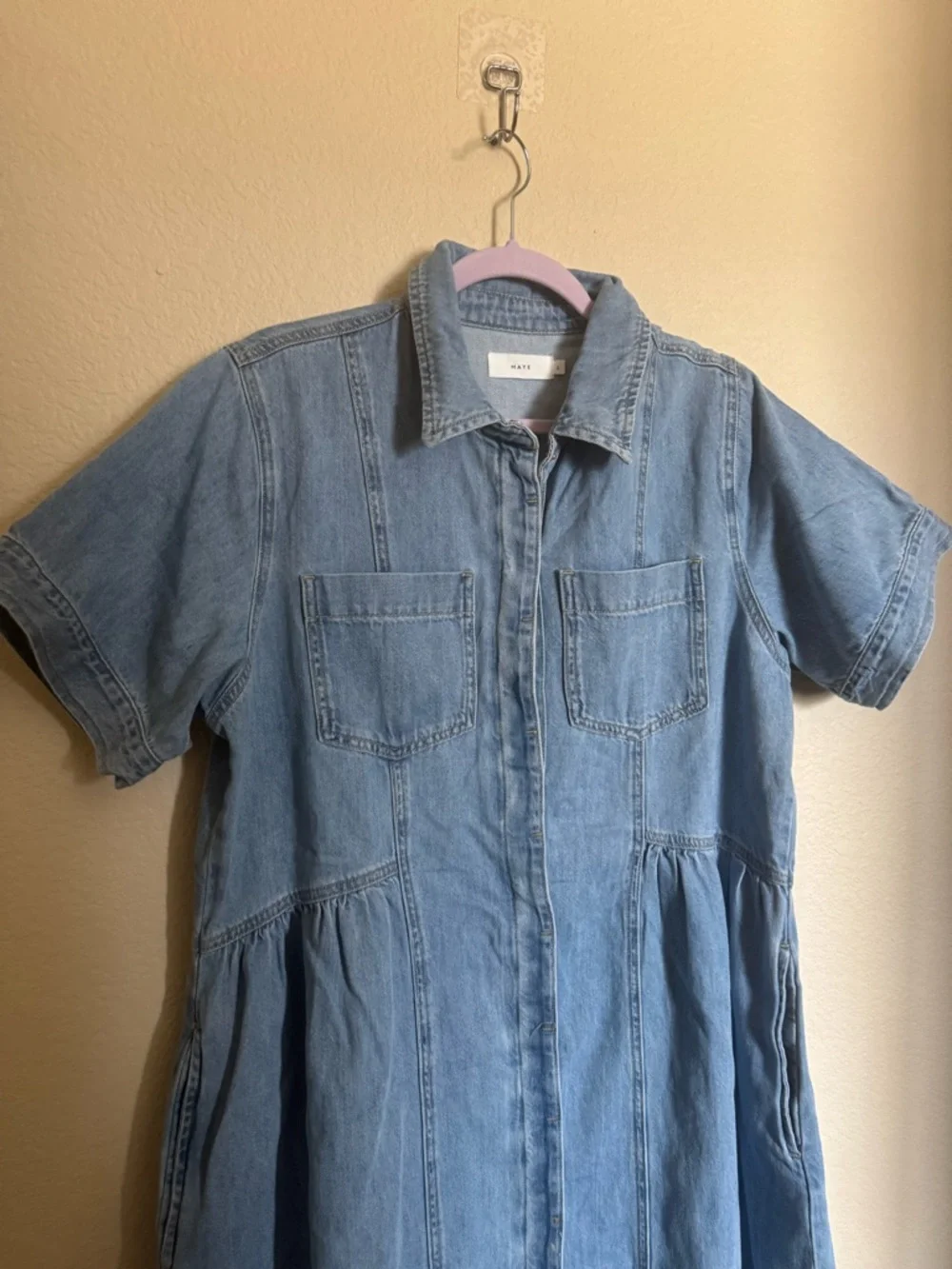 MAYE Montana Denim Shirtdress Size Large Light Flowy Cottage - Picture 6 of 11